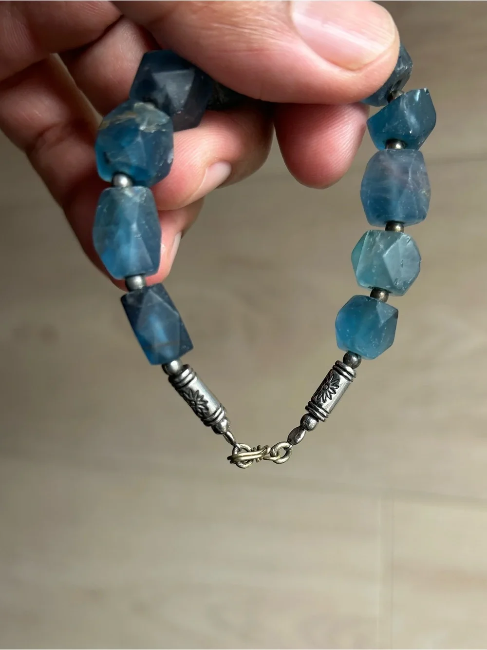 Faceted Blue Fluorite Beaded Bracelet
